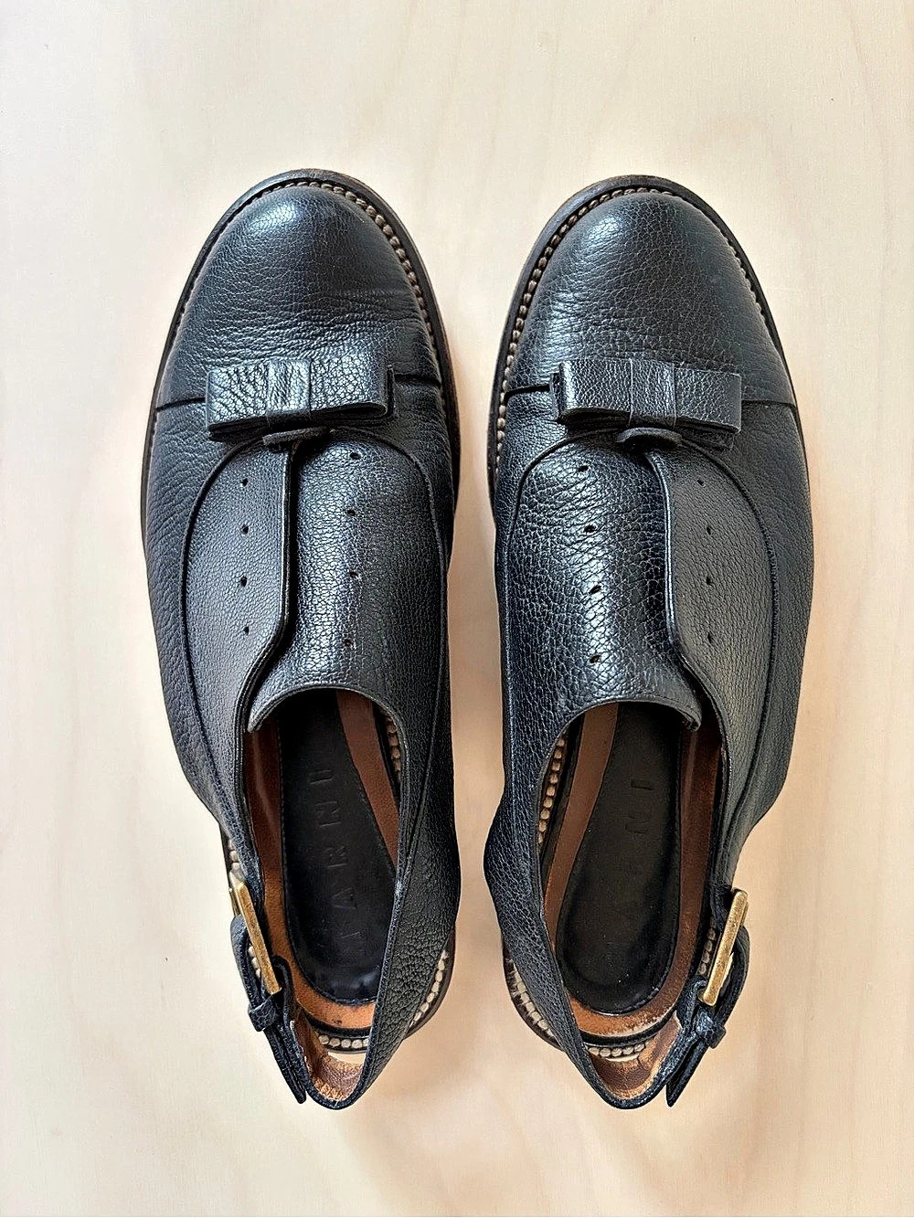 Marni Black Leather Slingback Flats EU 361⁄2